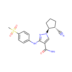 CS(=O)(=O)c1ccc(Nc2nn([C@H]3CCC[C@@H]3C#N)cc2C(N)=O)cc1 ZINC000205045961