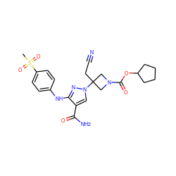 CS(=O)(=O)c1ccc(Nc2nn(C3(CC#N)CN(C(=O)OC4CCCC4)C3)cc2C(N)=O)cc1 ZINC000222092077