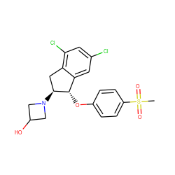 CS(=O)(=O)c1ccc(O[C@H]2c3cc(Cl)cc(Cl)c3C[C@@H]2N2CC(O)C2)cc1 ZINC000118260352