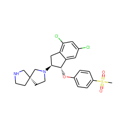 CS(=O)(=O)c1ccc(O[C@H]2c3cc(Cl)cc(Cl)c3C[C@@H]2N2CC[C@@]3(CCNC3)C2)cc1 ZINC000118258180