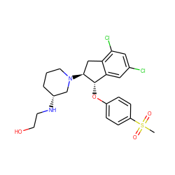 CS(=O)(=O)c1ccc(O[C@H]2c3cc(Cl)cc(Cl)c3C[C@@H]2N2CCC[C@@H](NCCO)C2)cc1 ZINC000118253386