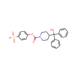 CS(=O)(=O)c1ccc(OC(=O)N2CCC(C(O)(c3ccccc3)c3ccccc3)CC2)cc1 ZINC000084669053