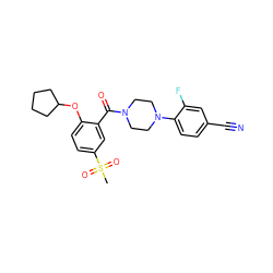 CS(=O)(=O)c1ccc(OC2CCCC2)c(C(=O)N2CCN(c3ccc(C#N)cc3F)CC2)c1 ZINC000053244020