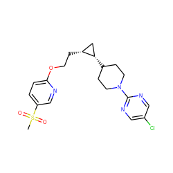 CS(=O)(=O)c1ccc(OCC[C@@H]2C[C@@H]2C2CCN(c3ncc(Cl)cn3)CC2)nc1 ZINC000071341518