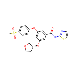 CS(=O)(=O)c1ccc(Oc2cc(O[C@@H]3CCOC3)cc(C(=O)Nc3nccs3)c2)cc1 ZINC000038563505