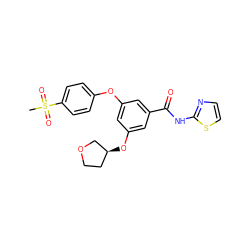 CS(=O)(=O)c1ccc(Oc2cc(O[C@H]3CCOC3)cc(C(=O)Nc3nccs3)c2)cc1 ZINC000038563508