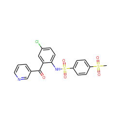 CS(=O)(=O)c1ccc(S(=O)(=O)Nc2ccc(Cl)cc2C(=O)c2cccnc2)cc1 ZINC000036403840