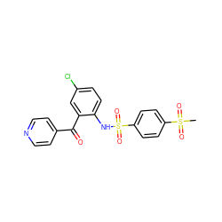 CS(=O)(=O)c1ccc(S(=O)(=O)Nc2ccc(Cl)cc2C(=O)c2ccncc2)cc1 ZINC000038841454