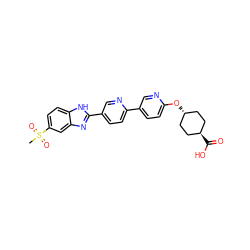 CS(=O)(=O)c1ccc2[nH]c(-c3ccc(-c4ccc(O[C@H]5CC[C@H](C(=O)O)CC5)nc4)nc3)nc2c1 ZINC000101688520