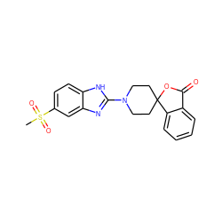 CS(=O)(=O)c1ccc2[nH]c(N3CCC4(CC3)OC(=O)c3ccccc34)nc2c1 ZINC000000595503