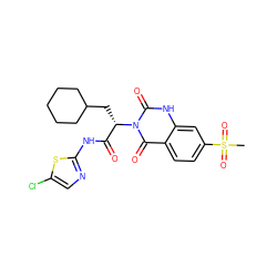 CS(=O)(=O)c1ccc2c(=O)n([C@@H](CC3CCCCC3)C(=O)Nc3ncc(Cl)s3)c(=O)[nH]c2c1 ZINC000095604970