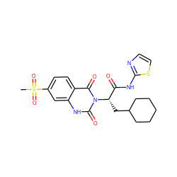 CS(=O)(=O)c1ccc2c(=O)n([C@@H](CC3CCCCC3)C(=O)Nc3nccs3)c(=O)[nH]c2c1 ZINC000095605250