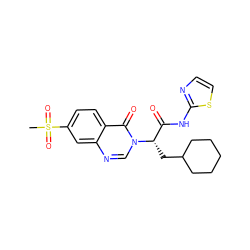 CS(=O)(=O)c1ccc2c(=O)n([C@@H](CC3CCCCC3)C(=O)Nc3nccs3)cnc2c1 ZINC000095601081