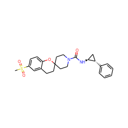 CS(=O)(=O)c1ccc2c(c1)CCC1(CCN(C(=O)N[C@H]3C[C@@H]3c3ccccc3)CC1)O2 ZINC000040413205