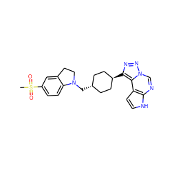 CS(=O)(=O)c1ccc2c(c1)CCN2C[C@H]1CC[C@H](c2nnn3cnc4[nH]ccc4c23)CC1 ZINC001772586845