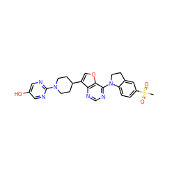 CS(=O)(=O)c1ccc2c(c1)CCN2c1ncnc2c(C3CCN(c4ncc(O)cn4)CC3)coc12 ZINC001772580589