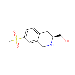 CS(=O)(=O)c1ccc2c(c1)CN[C@H](CO)C2 ZINC000013797975