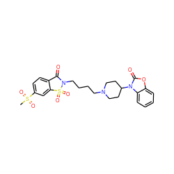 CS(=O)(=O)c1ccc2c(c1)S(=O)(=O)N(CCCCN1CCC(n3c(=O)oc4ccccc43)CC1)C2=O ZINC000026487334