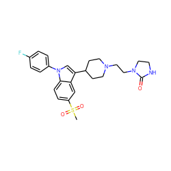 CS(=O)(=O)c1ccc2c(c1)c(C1CCN(CCN3CCNC3=O)CC1)cn2-c1ccc(F)cc1 ZINC000013452481