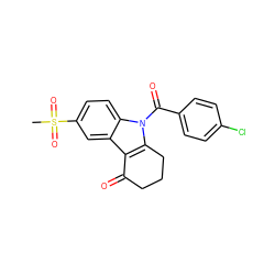 CS(=O)(=O)c1ccc2c(c1)c1c(n2C(=O)c2ccc(Cl)cc2)CCCC1=O ZINC000914431330