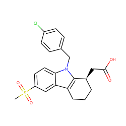 CS(=O)(=O)c1ccc2c(c1)c1c(n2Cc2ccc(Cl)cc2)[C@@H](CC(=O)O)CCC1 ZINC000000603336