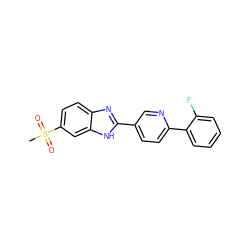 CS(=O)(=O)c1ccc2nc(-c3ccc(-c4ccccc4F)nc3)[nH]c2c1 ZINC000064511953