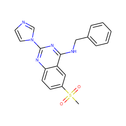 CS(=O)(=O)c1ccc2nc(-n3ccnc3)nc(NCc3ccccc3)c2c1 ZINC000013743207