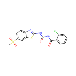 CS(=O)(=O)c1ccc2nc(NC(=O)NC(=O)c3ccccc3Cl)sc2c1 ZINC000117120975