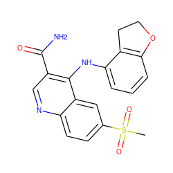 CS(=O)(=O)c1ccc2ncc(C(N)=O)c(Nc3cccc4c3CCO4)c2c1 ZINC000040873761