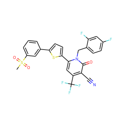 CS(=O)(=O)c1cccc(-c2ccc(-c3cc(C(F)(F)F)c(C#N)c(=O)n3Cc3ccc(F)cc3F)s2)c1 ZINC000118791203