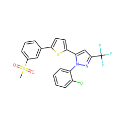 CS(=O)(=O)c1cccc(-c2ccc(-c3cc(C(F)(F)F)nn3-c3ccccc3Cl)s2)c1 ZINC000148298595