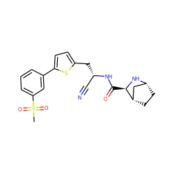 CS(=O)(=O)c1cccc(-c2ccc(C[C@@H](C#N)NC(=O)[C@H]3N[C@@H]4CC[C@H]3C4)s2)c1 ZINC000169708985