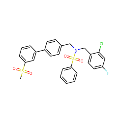 CS(=O)(=O)c1cccc(-c2ccc(CN(Cc3ccc(F)cc3Cl)S(=O)(=O)c3ccccc3)cc2)c1 ZINC000049781135