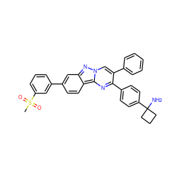 CS(=O)(=O)c1cccc(-c2ccc3c(c2)nn2cc(-c4ccccc4)c(-c4ccc(C5(N)CCC5)cc4)nc32)c1 ZINC000143453781