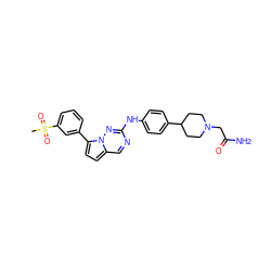 CS(=O)(=O)c1cccc(-c2ccc3cnc(Nc4ccc(C5CCN(CC(N)=O)CC5)cc4)nn23)c1 ZINC000073223148