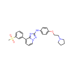 CS(=O)(=O)c1cccc(-c2cccn3nc(Nc4ccc(OCCN5CCCC5)cc4)nc23)c1 ZINC000147026887