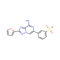 CS(=O)(=O)c1cccc(-c2cn3nc(-c4ccco4)nc3c(N)n2)c1 ZINC000028524482