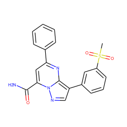 CS(=O)(=O)c1cccc(-c2cnn3c(C(N)=O)cc(-c4ccccc4)nc23)c1 ZINC000063539160