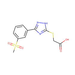 CS(=O)(=O)c1cccc(-c2n[nH]c(SCC(=O)O)n2)c1 ZINC000037368426