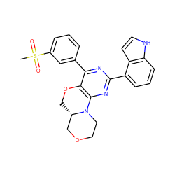 CS(=O)(=O)c1cccc(-c2nc(-c3cccc4[nH]ccc34)nc3c2OC[C@H]2COCCN32)c1 ZINC000221360450