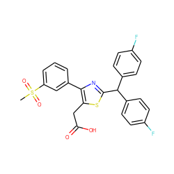 CS(=O)(=O)c1cccc(-c2nc(C(c3ccc(F)cc3)c3ccc(F)cc3)sc2CC(=O)O)c1 ZINC000045358923