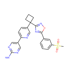 CS(=O)(=O)c1cccc(-c2nc(C3(c4ccc(-c5cnc(N)nc5)nc4)CCC3)no2)c1 ZINC000096175414