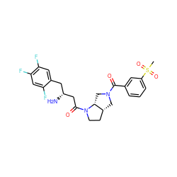 CS(=O)(=O)c1cccc(C(=O)N2C[C@@H]3CCN(C(=O)C[C@H](N)Cc4cc(F)c(F)cc4F)[C@@H]3C2)c1 ZINC000072318546