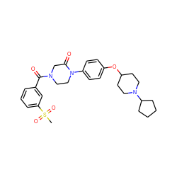 CS(=O)(=O)c1cccc(C(=O)N2CCN(c3ccc(OC4CCN(C5CCCC5)CC4)cc3)C(=O)C2)c1 ZINC000028870401