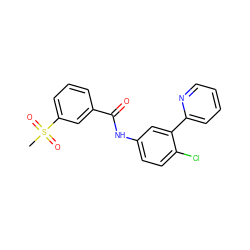 CS(=O)(=O)c1cccc(C(=O)Nc2ccc(Cl)c(-c3ccccn3)c2)c1 ZINC000045259246