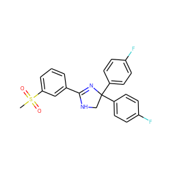 CS(=O)(=O)c1cccc(C2=NC(c3ccc(F)cc3)(c3ccc(F)cc3)CN2)c1 ZINC000038396024