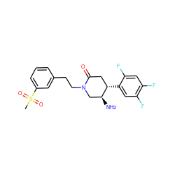 CS(=O)(=O)c1cccc(CCN2C[C@H](N)[C@@H](c3cc(F)c(F)cc3F)CC2=O)c1 ZINC000014958811