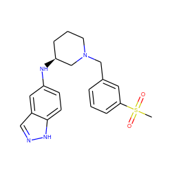 CS(=O)(=O)c1cccc(CN2CCC[C@H](Nc3ccc4[nH]ncc4c3)C2)c1 ZINC000114334967