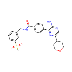 CS(=O)(=O)c1cccc(CNC(=O)c2ccc(-c3nc(C4CCOCC4)cnc3N)cc2)c1 ZINC001772596277