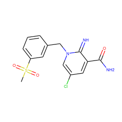 CS(=O)(=O)c1cccc(Cn2cc(Cl)cc(C(N)=O)c2=N)c1 ZINC000115691131